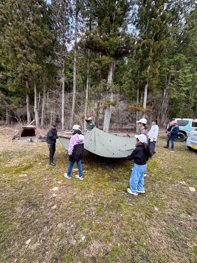 下山体験教室　防災キャンプ下山、鹿の解体